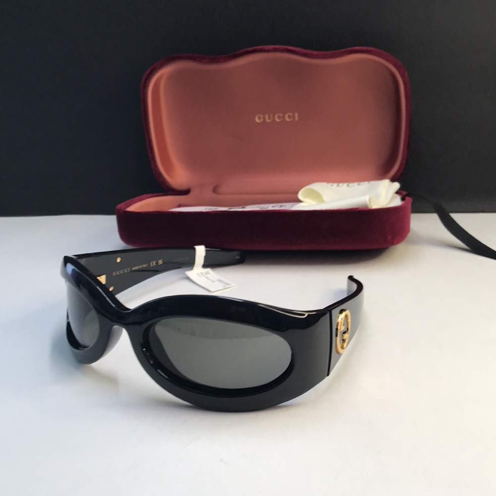 💯 - New Authentic Gucci GG1247S 001 60 Black Sunglasses - Picture 5 of 15